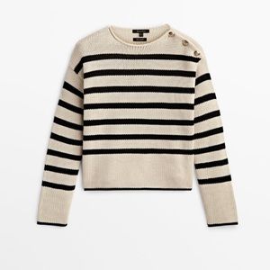 Massimo Dutti Striped Cotton Sweater in Neutral